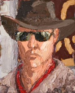 Danny Mooney 'Hat' Oil on canvas 25.5 x 20.5 cm