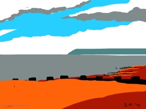 Danny Mooney 'Chips on the beach, 7/7/2014' iPad painting #APAD