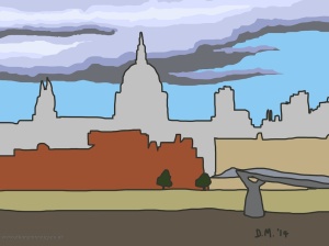 Danny Mooney 'View from Tate Modern, 19/8/2014' iPad drawing #APAD
