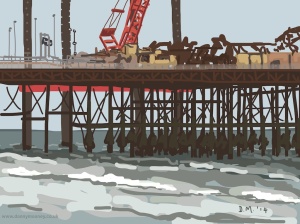 Danny Mooney 'Hastings pier repairs, 21/9/2014' iPad painting #APAD